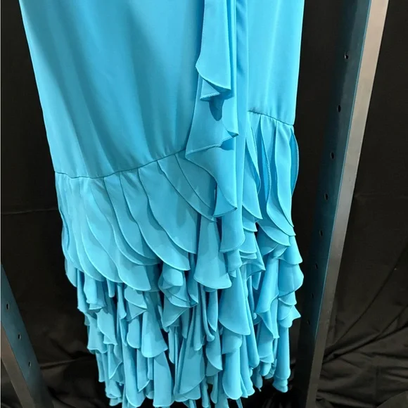 Chic Turquoise Strapless Ruffle Prom Dress - Picture 5 of 8